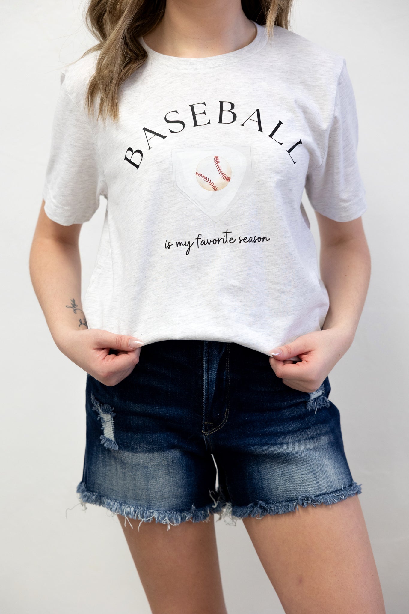 Baseball My Favorite Season Graphic Tee Grey