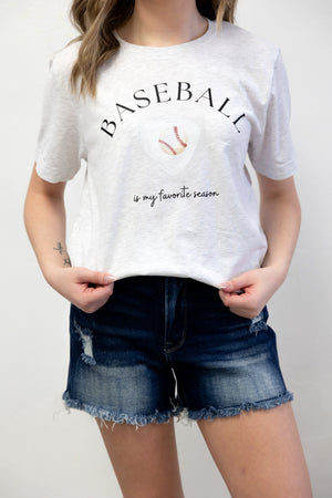 Baseball My Favorite Season Graphic Tee Grey
