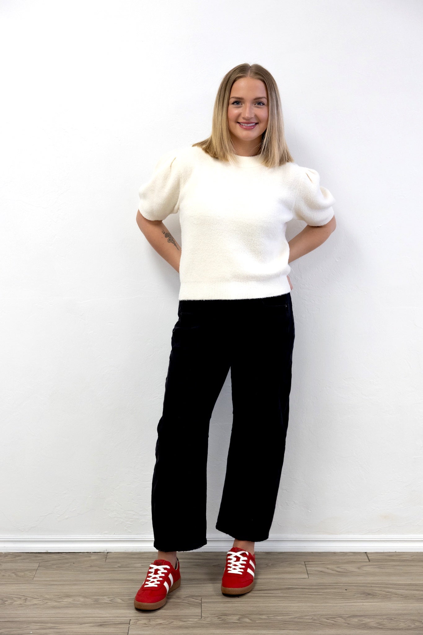 Simply Sweet Round Neck Knit Top - Cream