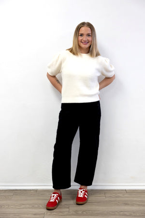 Simply Sweet Round Neck Knit Top - Cream