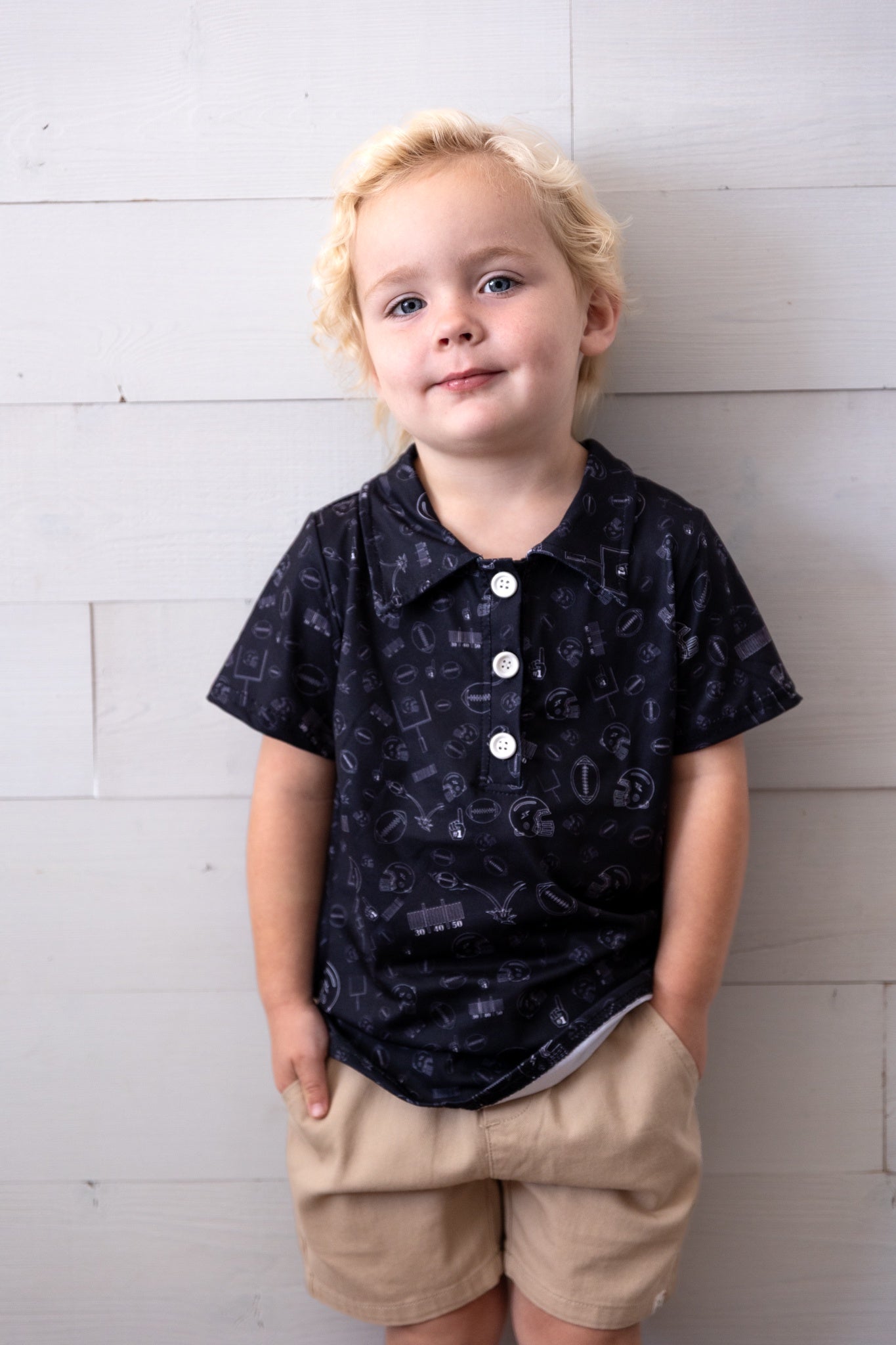 Boy Field Goal Collar Shirt Black