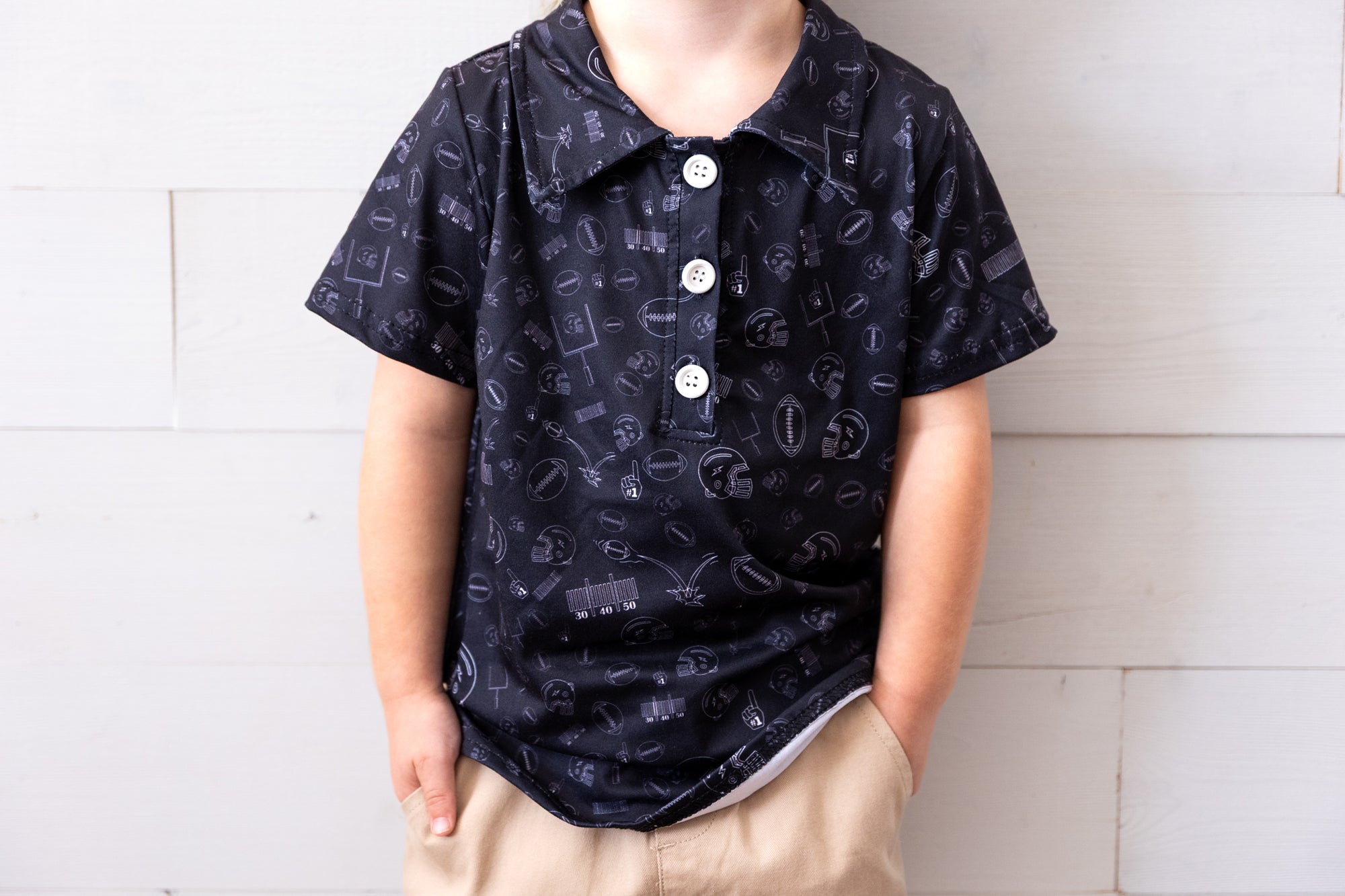 Boy Field Goal Collar Shirt Black