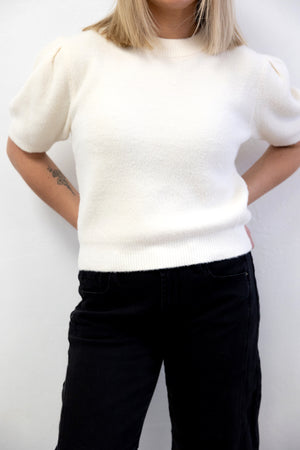 Simply Sweet Round Neck Knit Top - Cream
