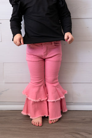 Pink Denim Flare Jeans