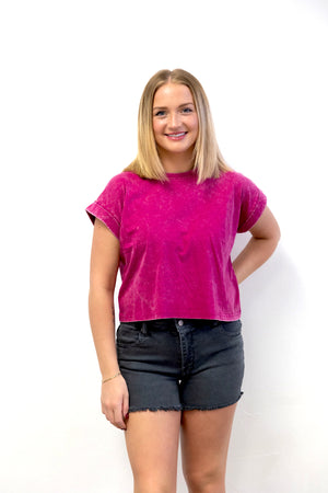 Washed Fray Cut Off Hem Shorts Ash Black