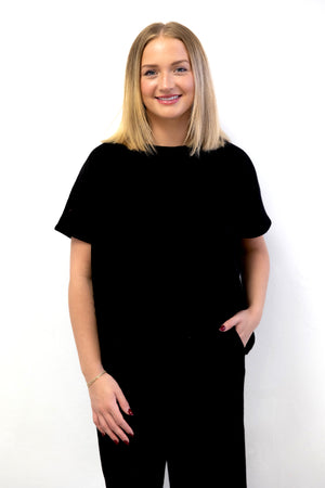 Cotton Slub Top & Pant Set Black