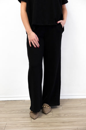 Cotton Slub Top & Pant Set Black