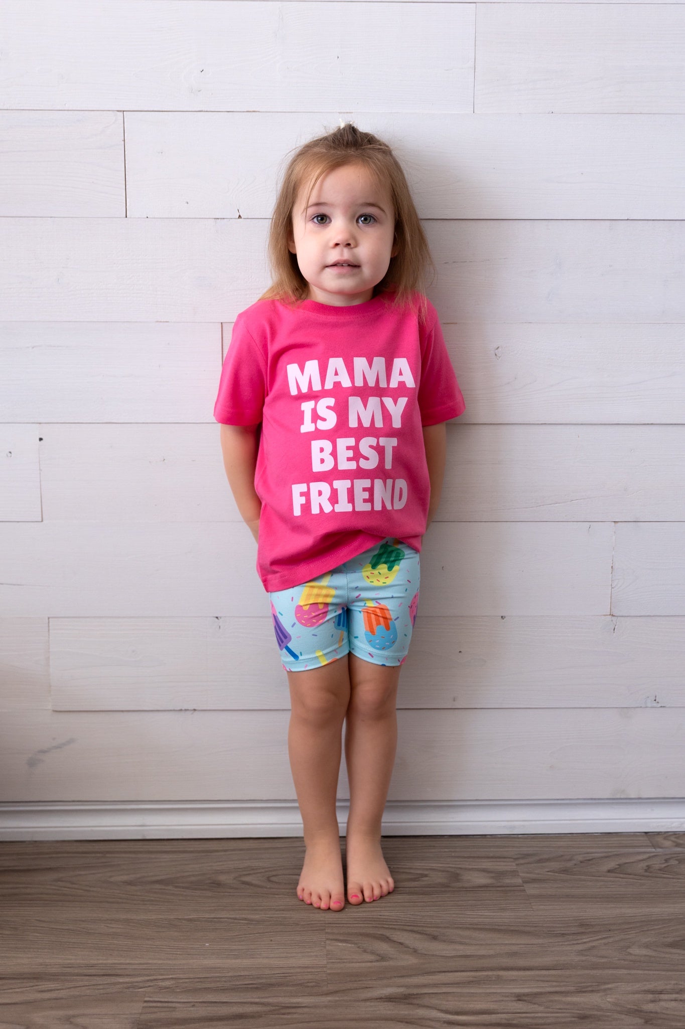 Kids Mama Is My Best Friend Graphic Tee Hot Pink