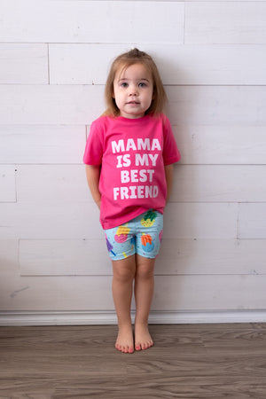 Kids Mama Is My Best Friend Graphic Tee Hot Pink