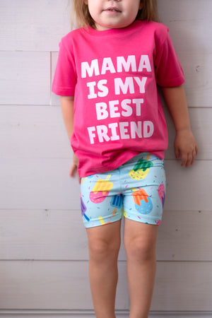 Kids Mama Is My Best Friend Graphic Tee Hot Pink