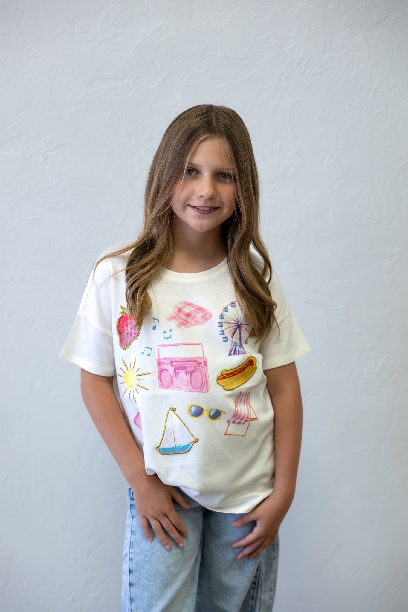 Fun Beach Icons Tee Gardenia