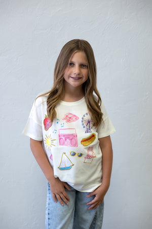 Fun Beach Icons Tee Gardenia