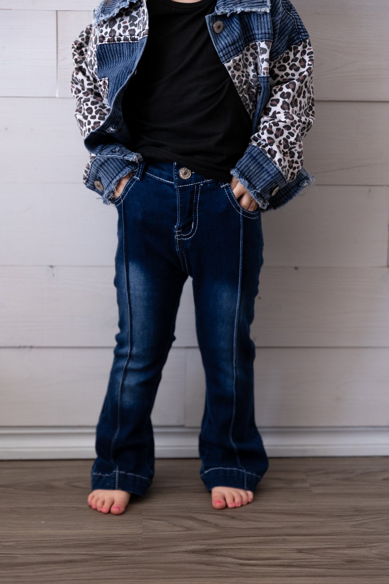 Girls Dark Denim Flare Jeans