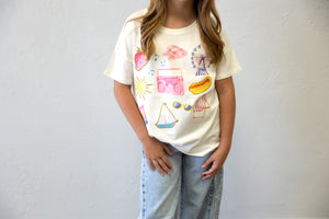 Fun Beach Icons Tee Gardenia