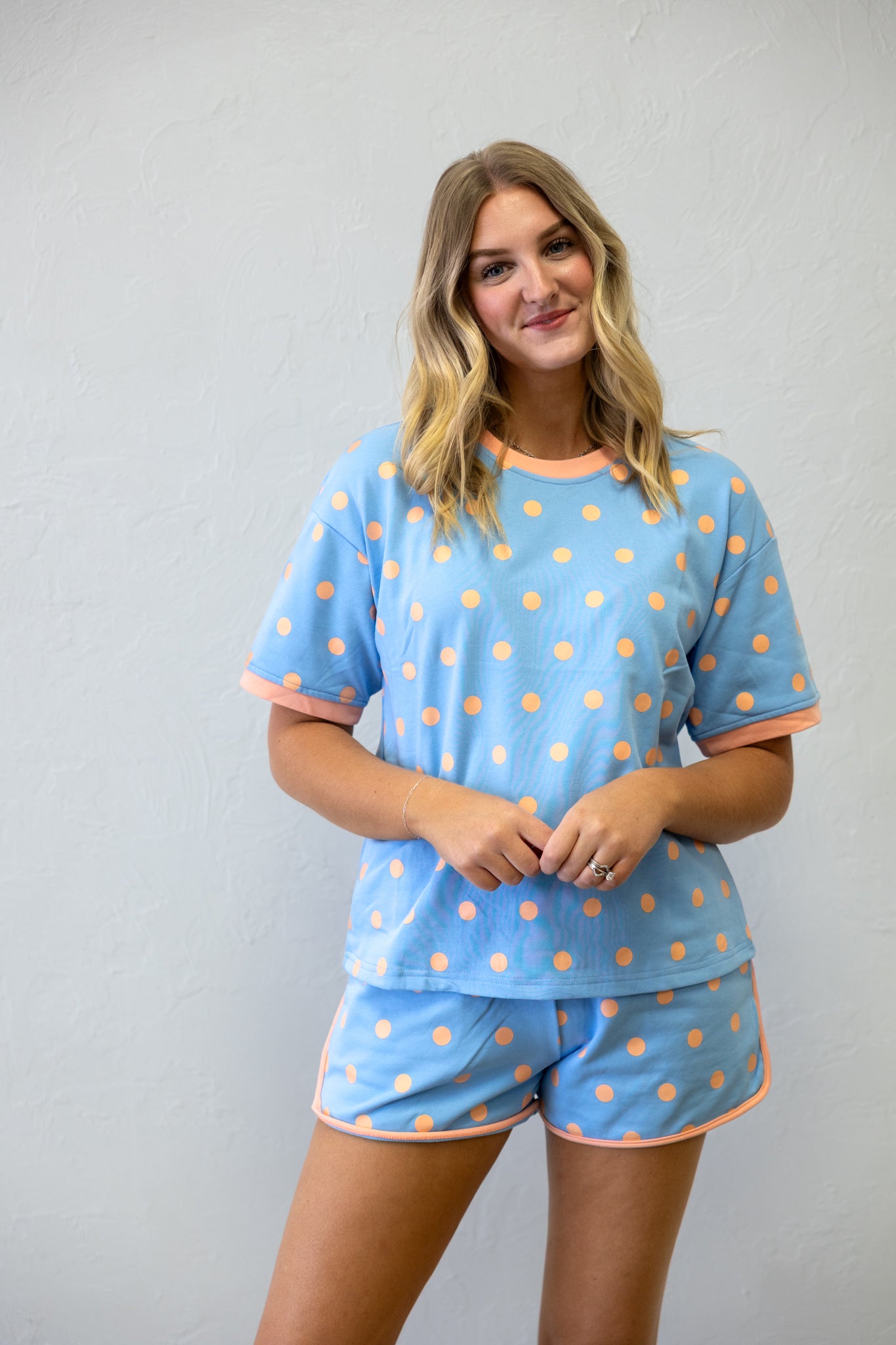 Classic Polka Dot Relaxed Lounge Set Blue/Orange
