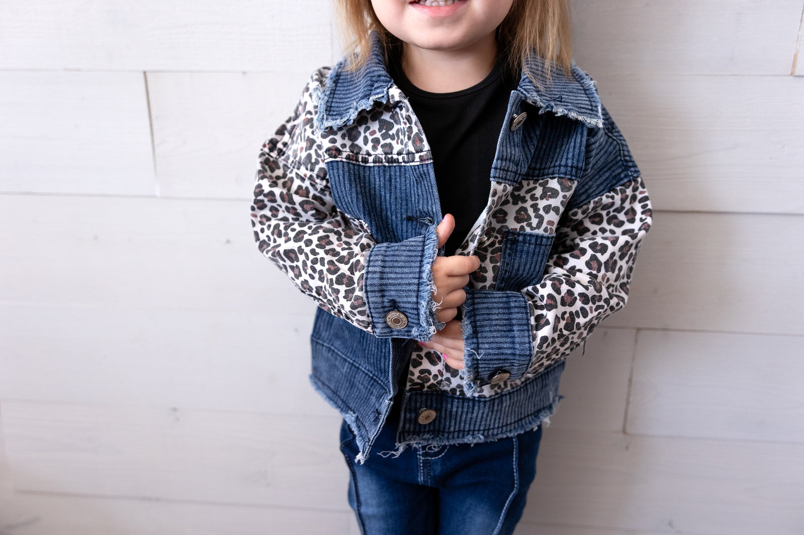 Girls Leopard Patchwork Jacket