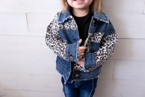 Girls Leopard Patchwork Jacket