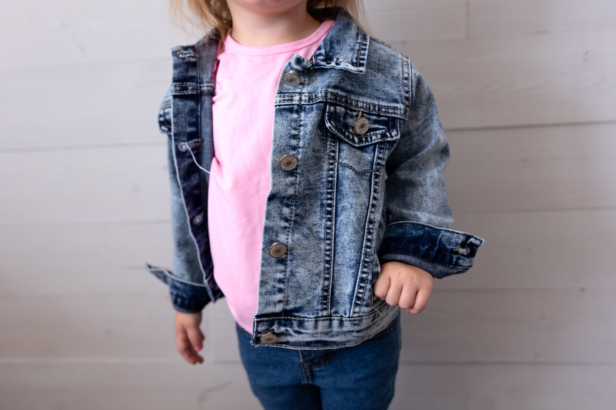 Girls Acid Washed Denim Jacket