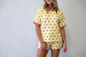 Classic Polka Dot Relaxed Lounge Set Yellow/Pink