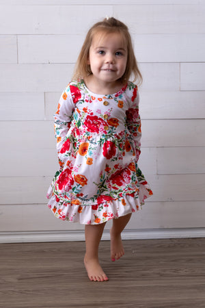 Vintage Fall Rose Girls Dress