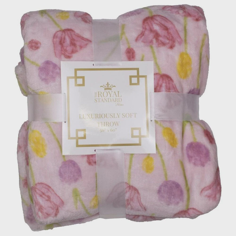 Tulip Fields Throw Blanket 50"x 60" Pink Multi
