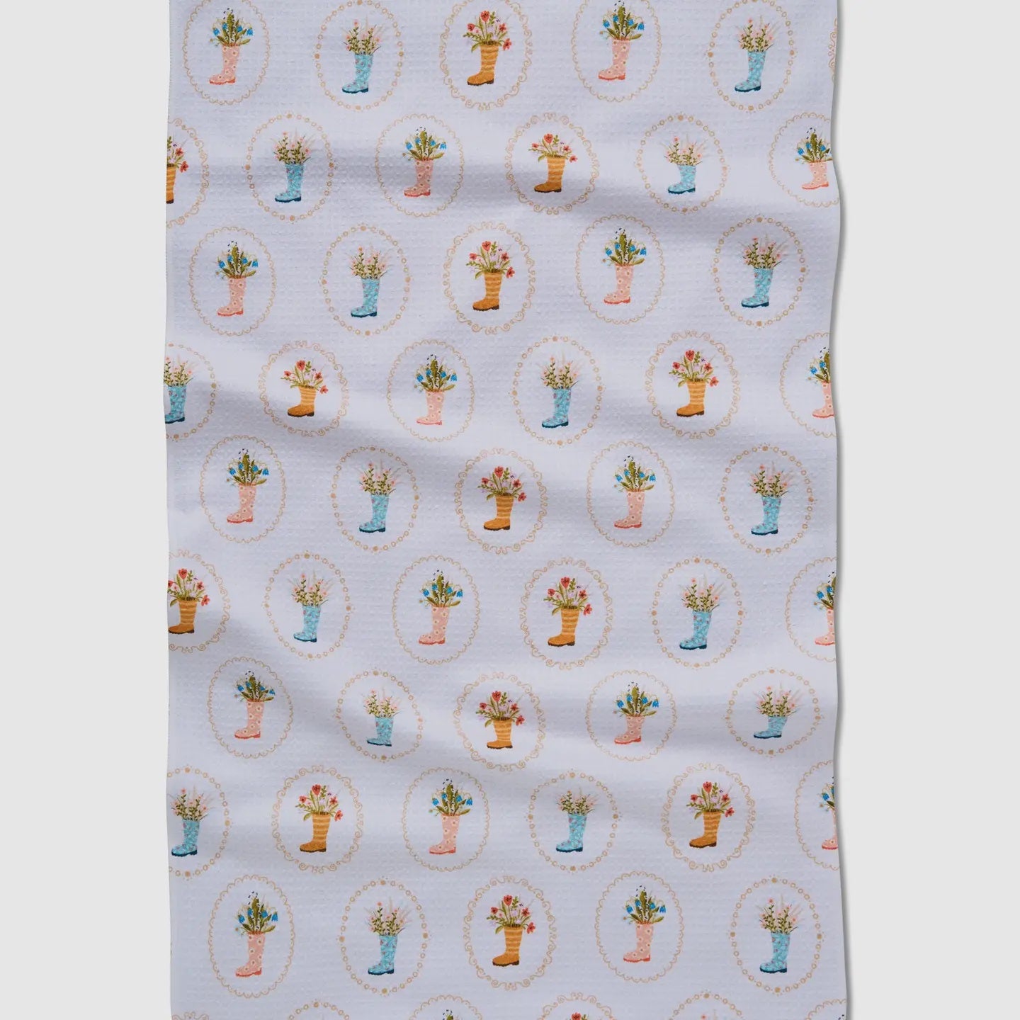 Rainboots In Bloom Tea Towel