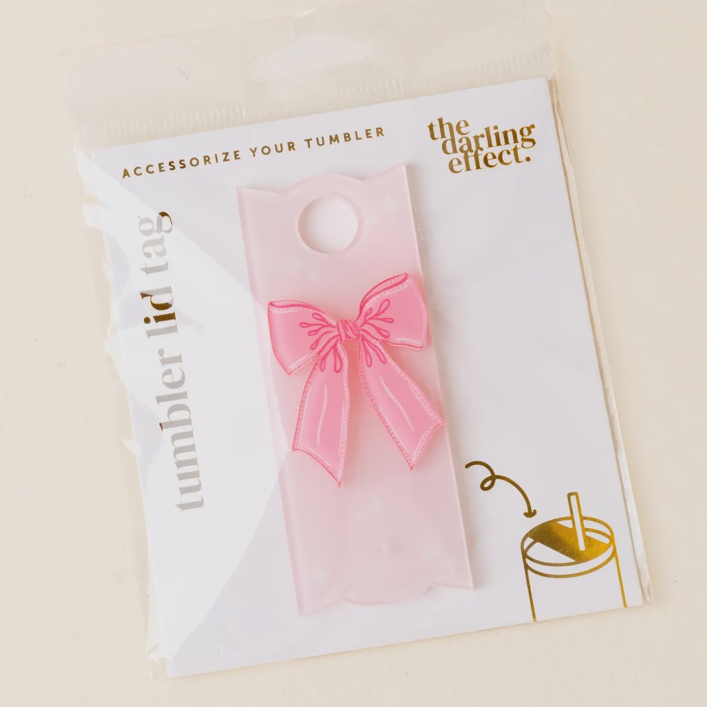 the darling effect Tumbler Lid Tag-Pink Bows