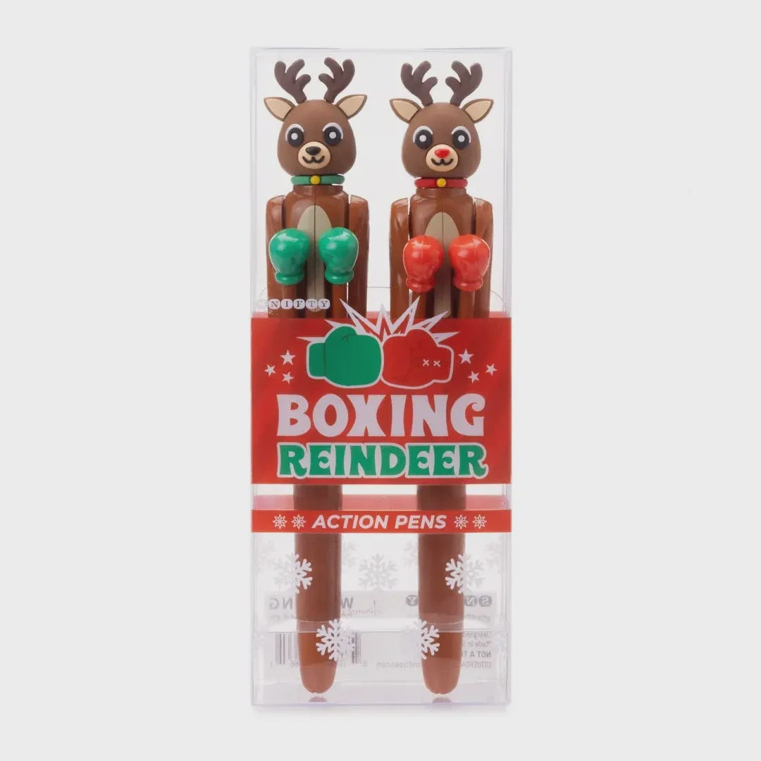 Naughty Nice Boxing Reindeer Action Pens