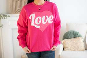 Pink Heart "Love" Sweatshirt