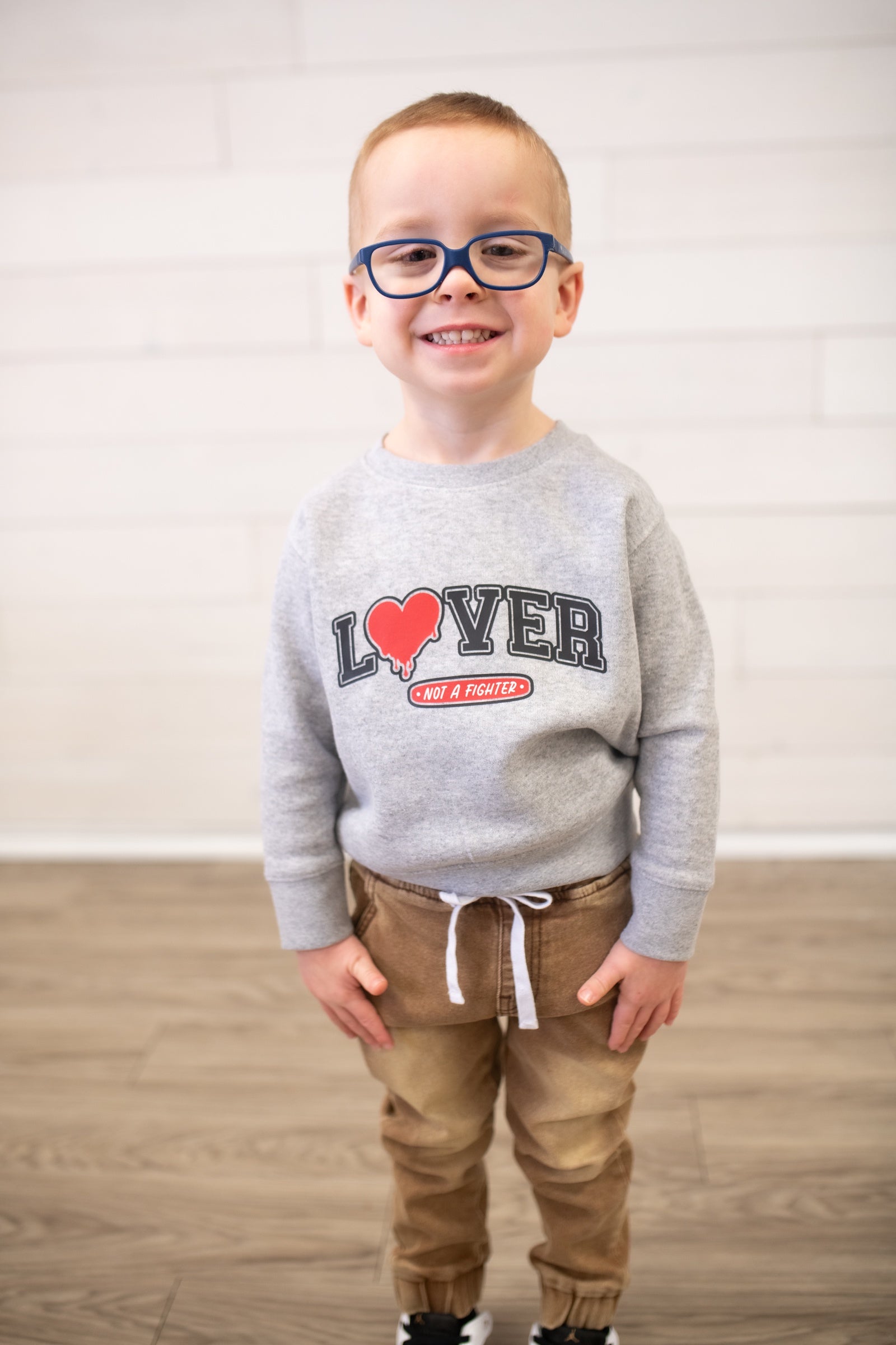 Lover Not A Fighter Sweatshirt-Grey