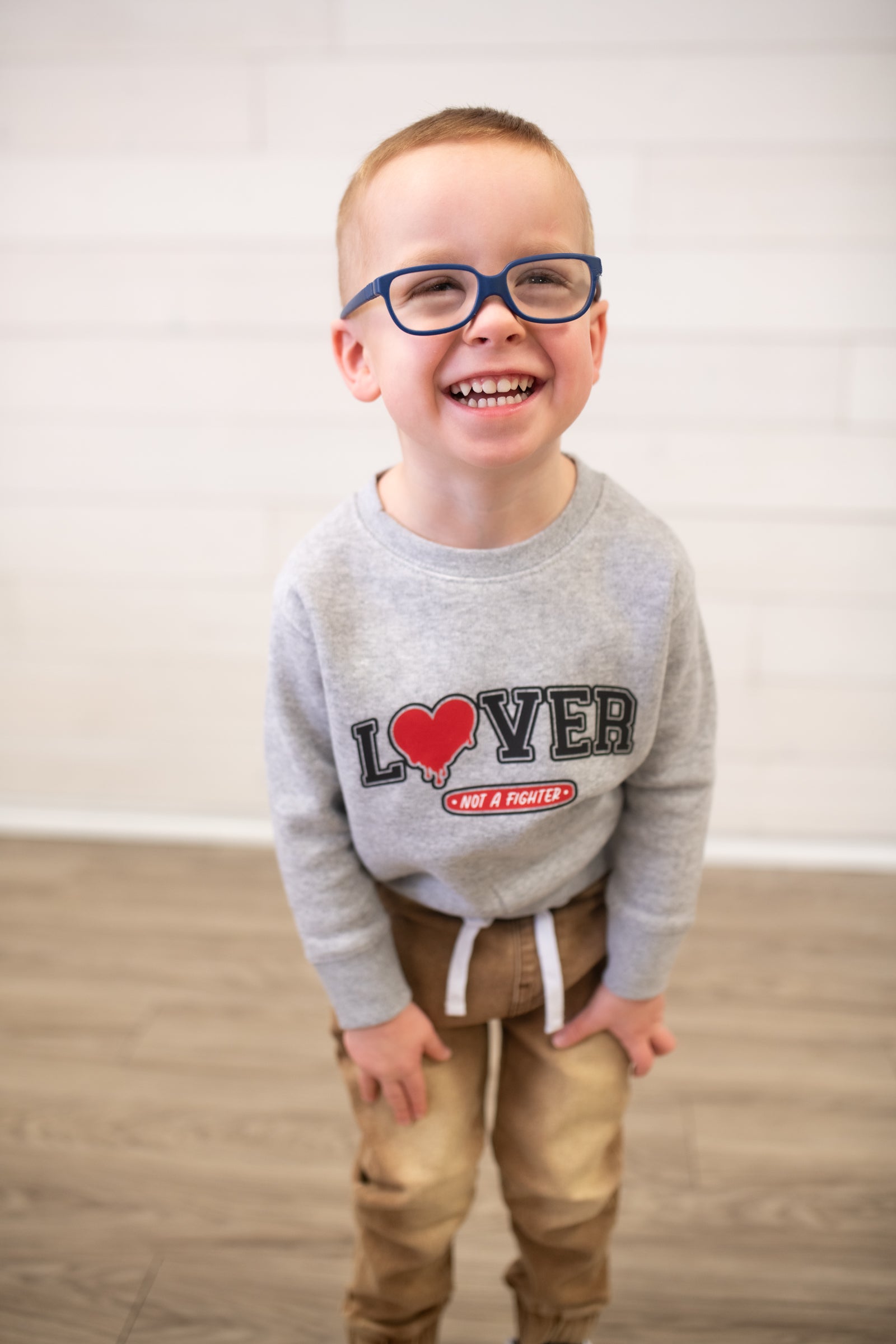 Lover Not A Fighter Sweatshirt-Grey