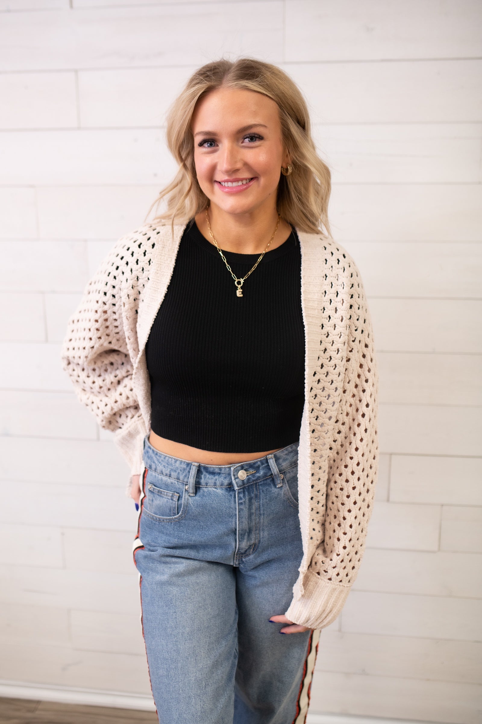 ee:some Chunky Cardigan Sweater-Sand