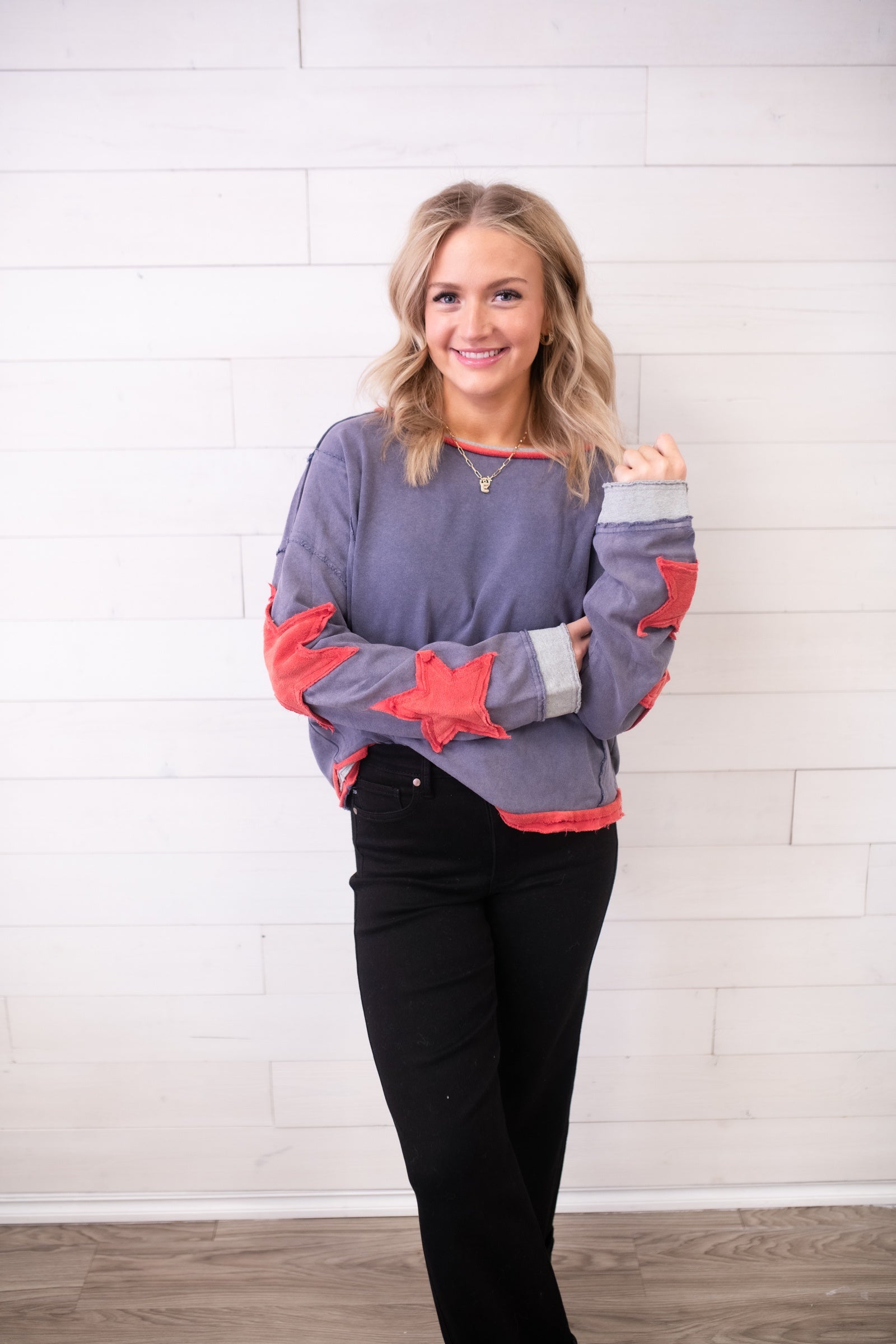 ee:some Mineral Washed Star Top-Blue