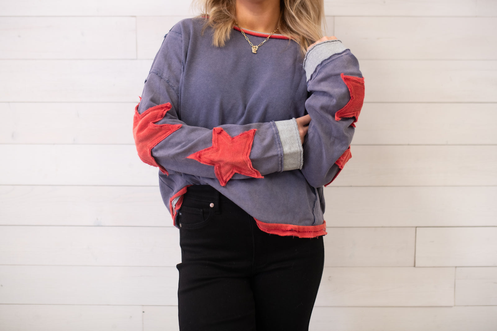 ee:some Mineral Washed Star Top-Blue