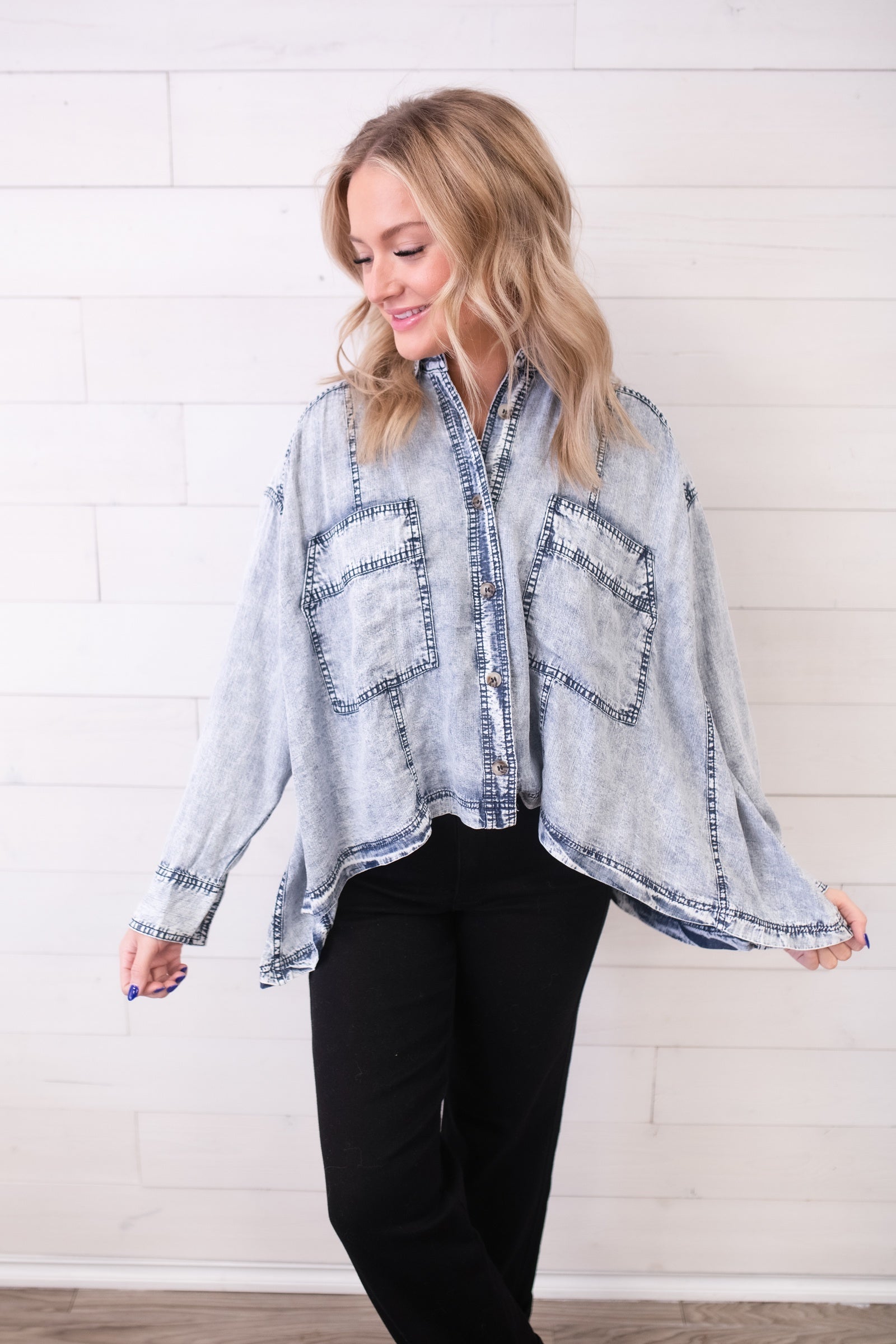ee:some Snow Washed Button Down -Denim