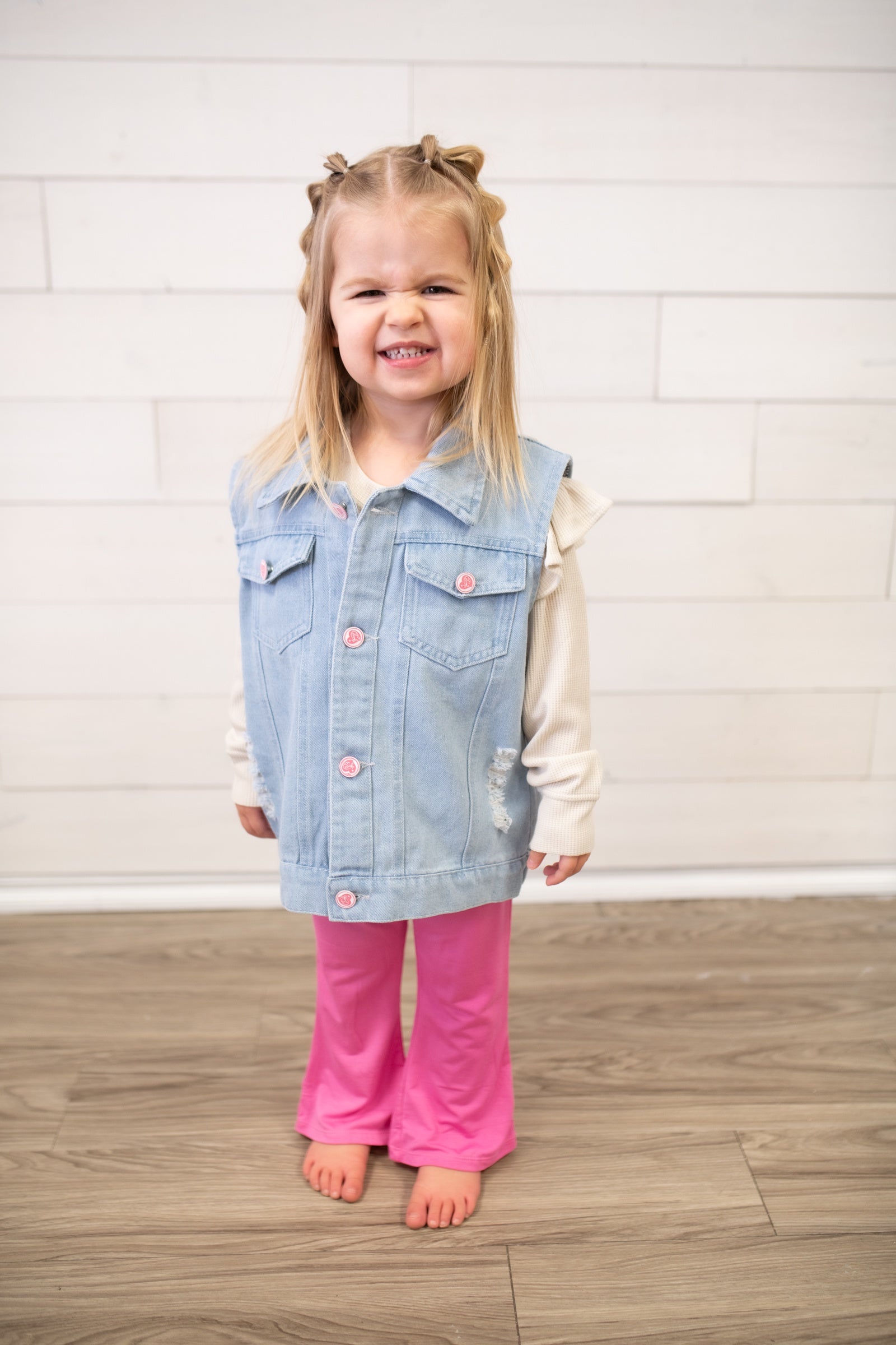 Girls Denim Bow Jean Vest