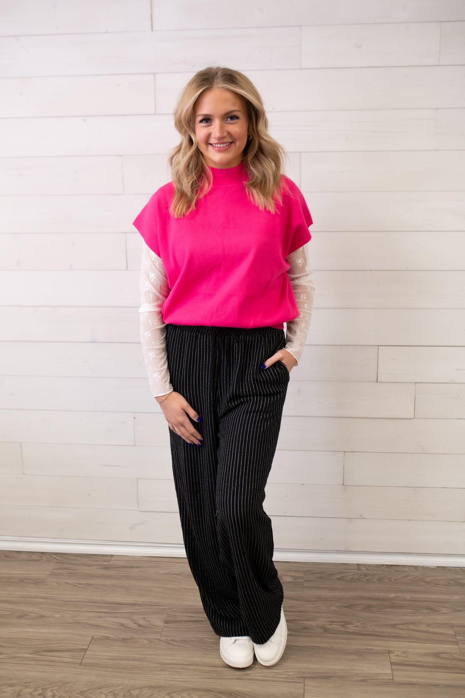 Mesh Lace Bow Top - Ivory