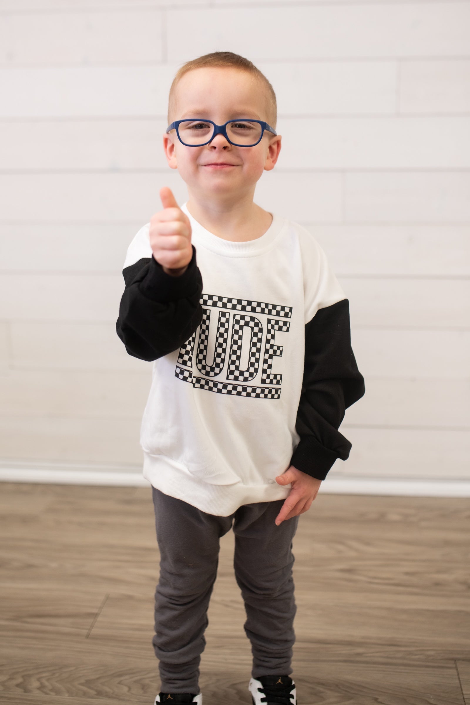 Dude Check Sweatshirt-White & Black