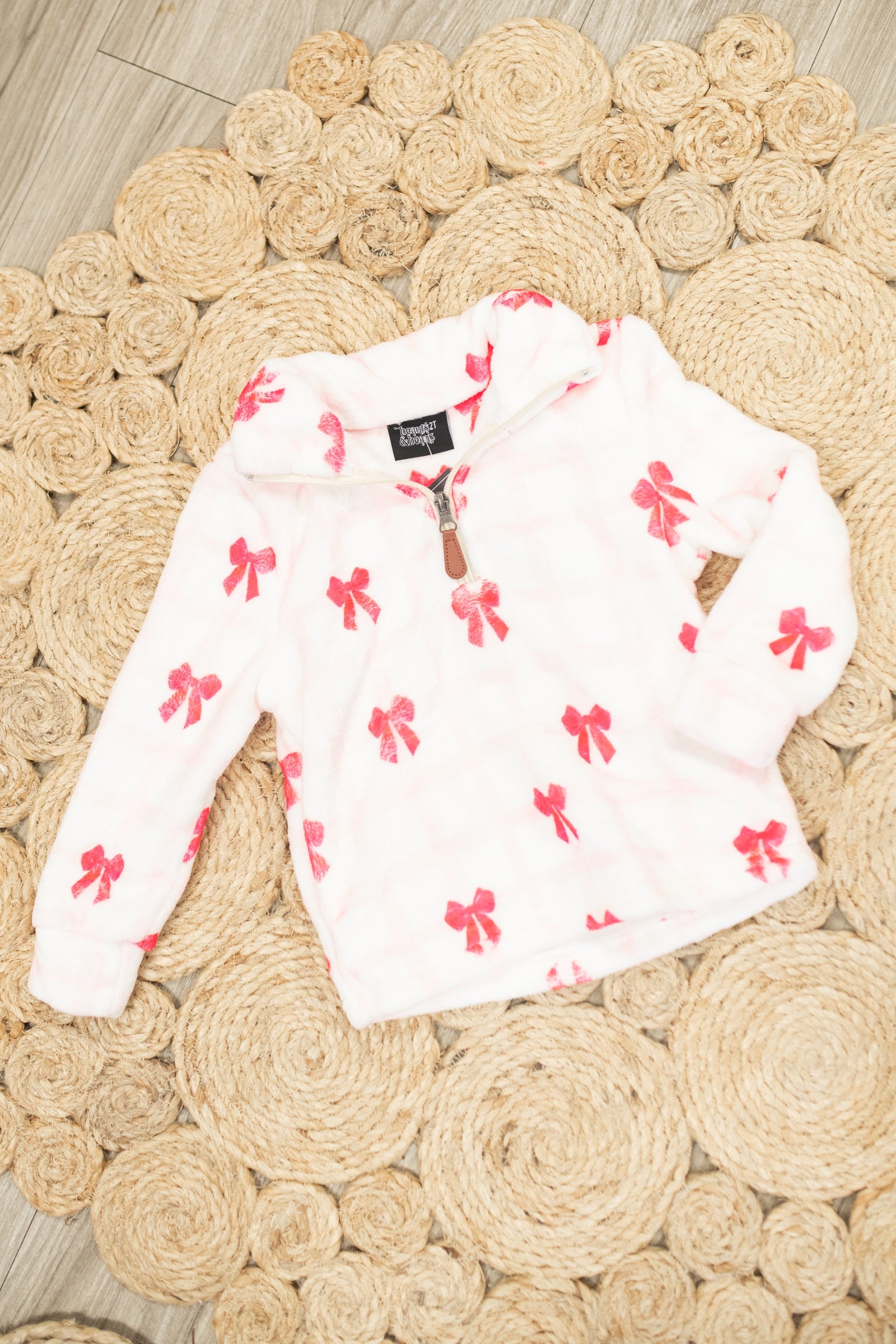 Girls Pink Pullover with Red Bows