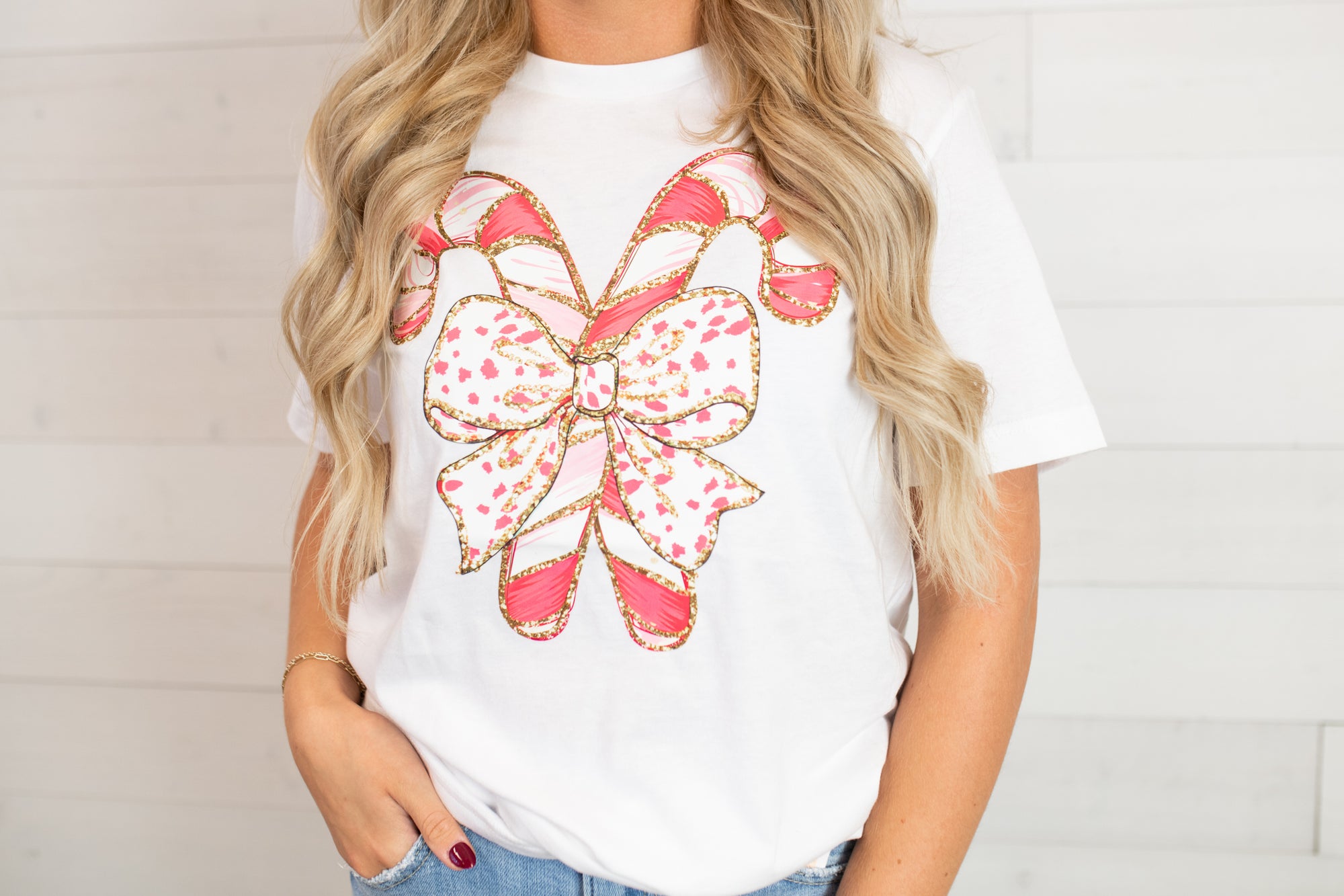 The Wild Life Candy Cane Faux Christmas Graphic Tee