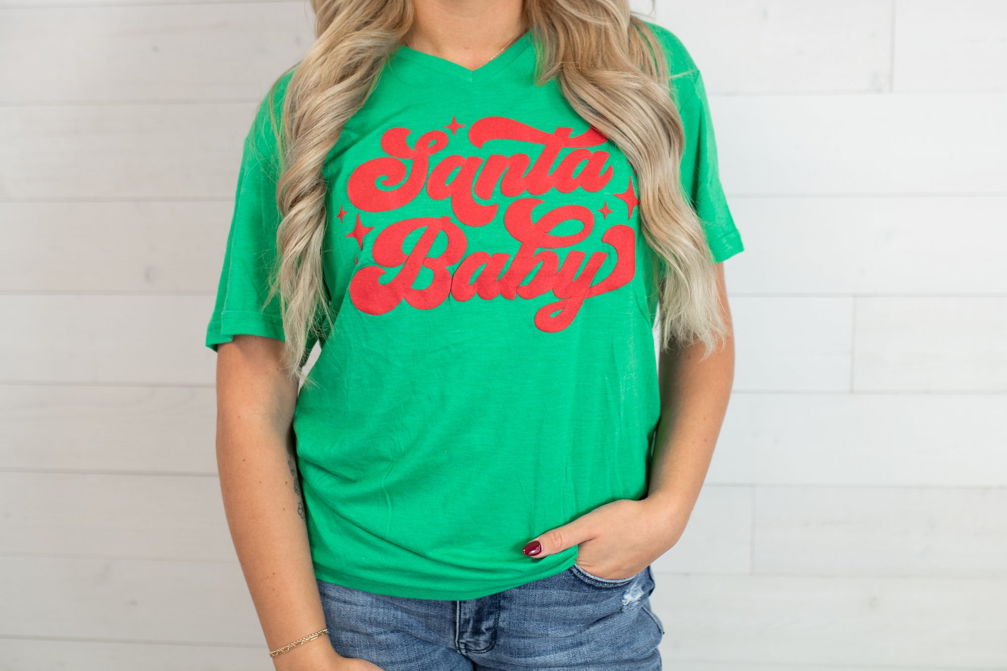 Santa Baby Green Graphic Tee