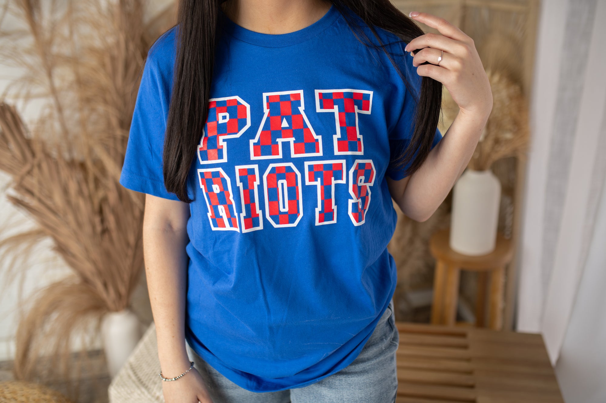 "Checkered Patriots" Red, White & Blue Graphic Tee