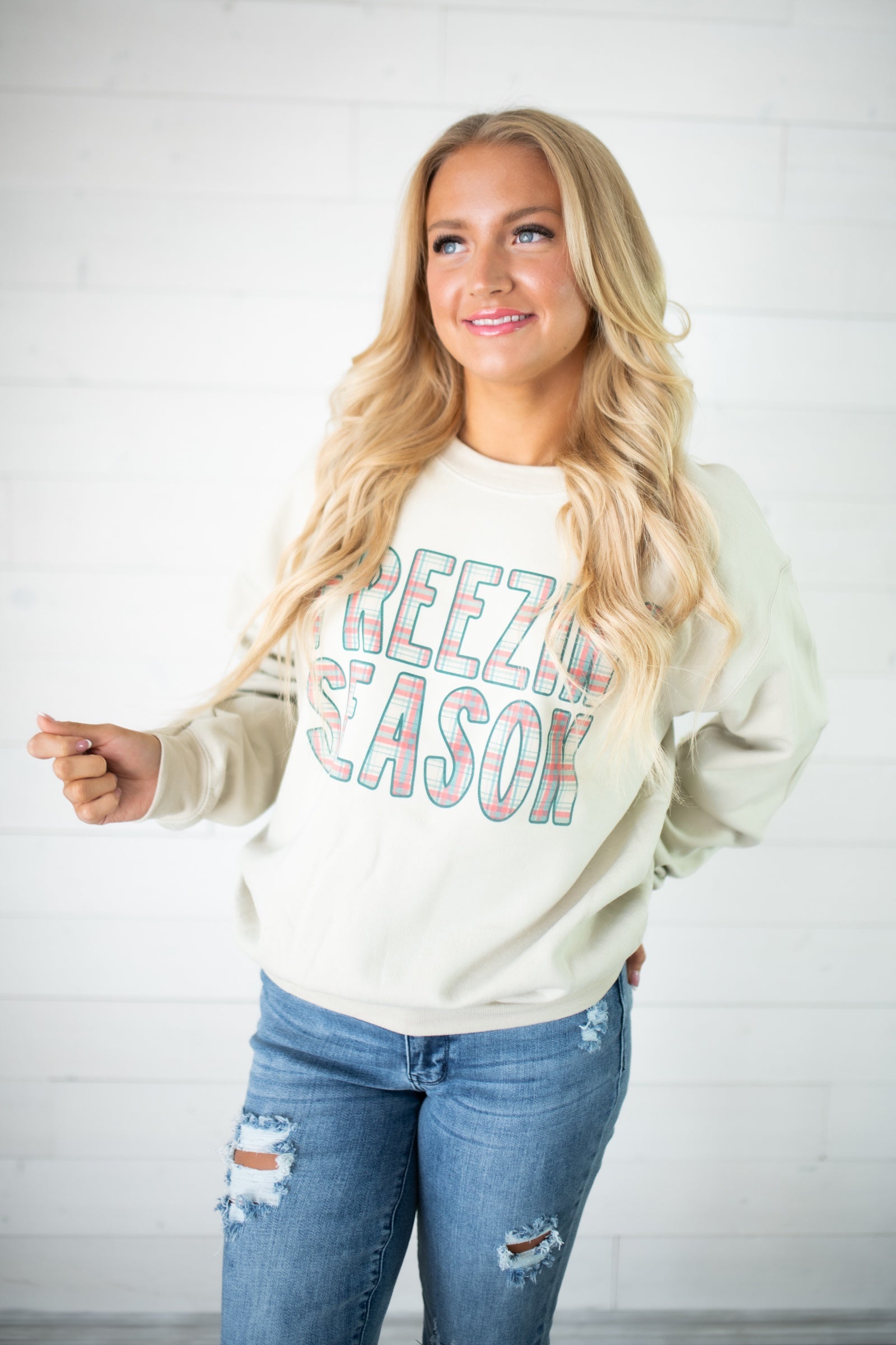 Freezin Season Sweatshirt-Ivory