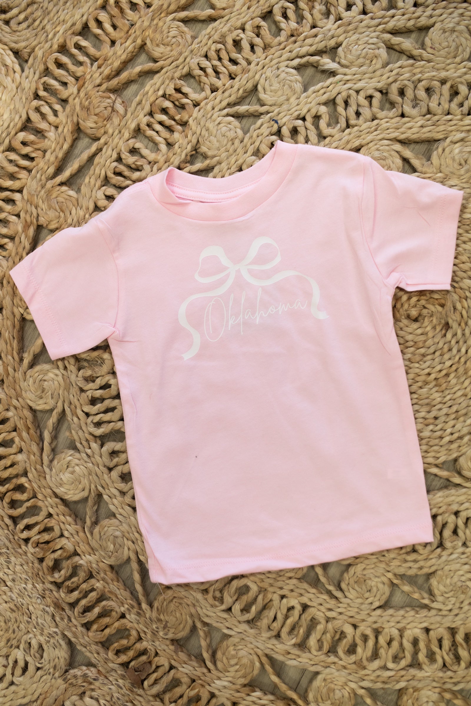 Girls Youth Oklahoma Bow Graphic Tee-Pink