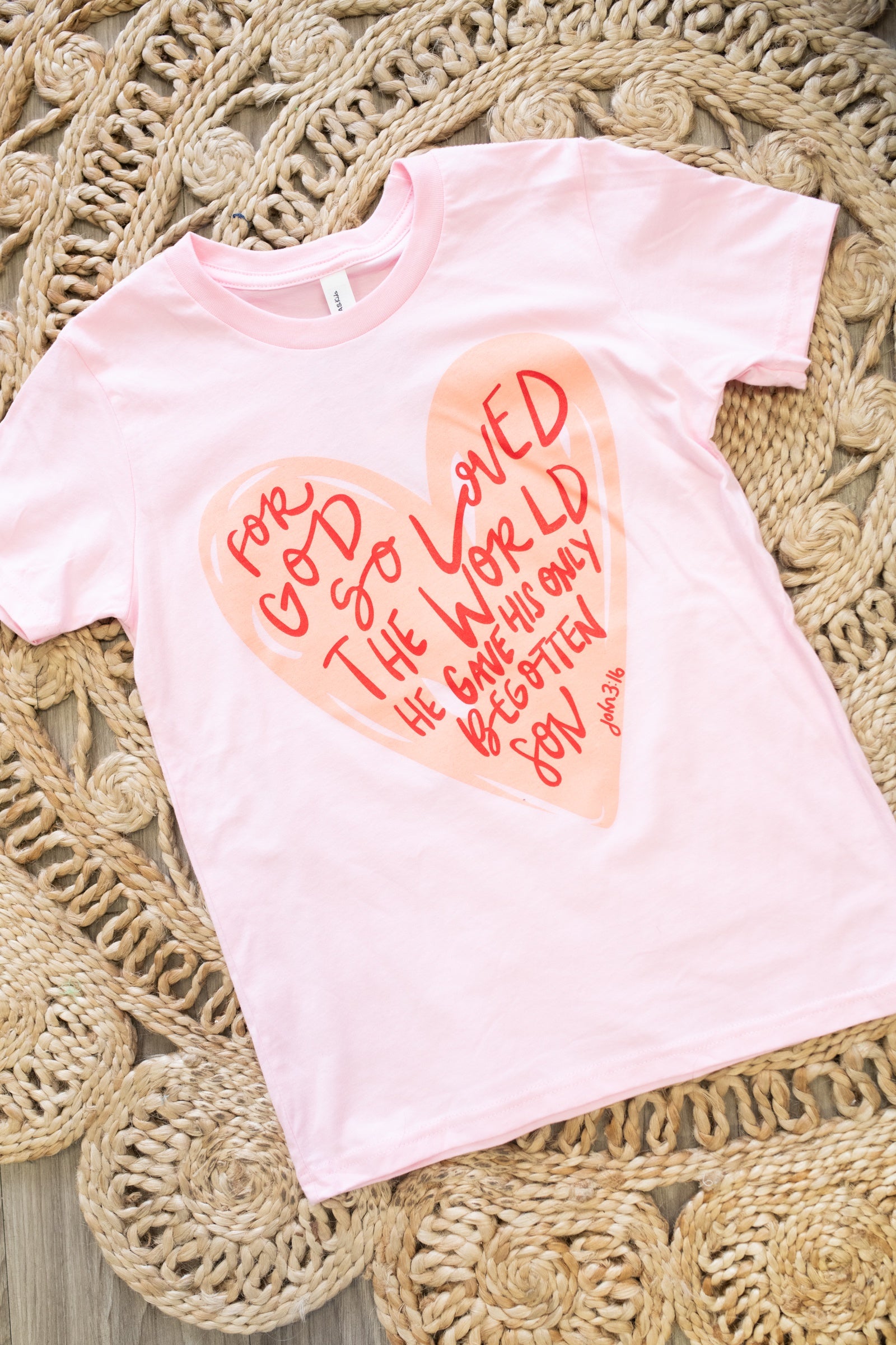Girls For God So Loved Graphic Tee-Pink