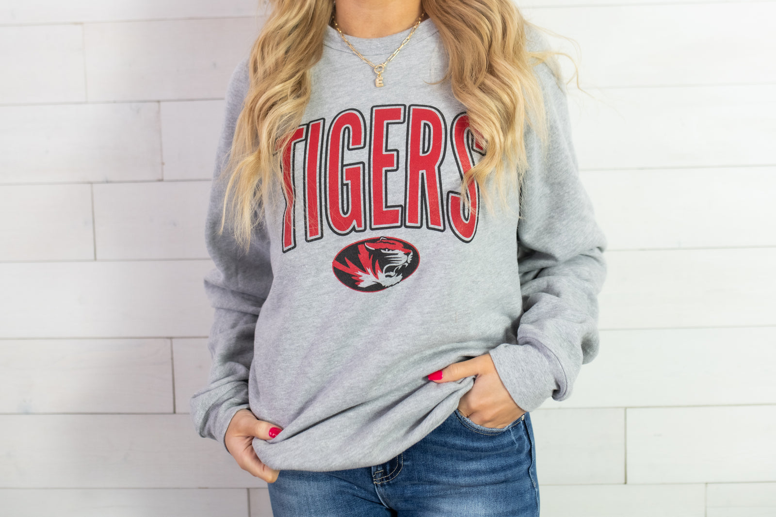 Tigers Sweatshirt-Heather Grey