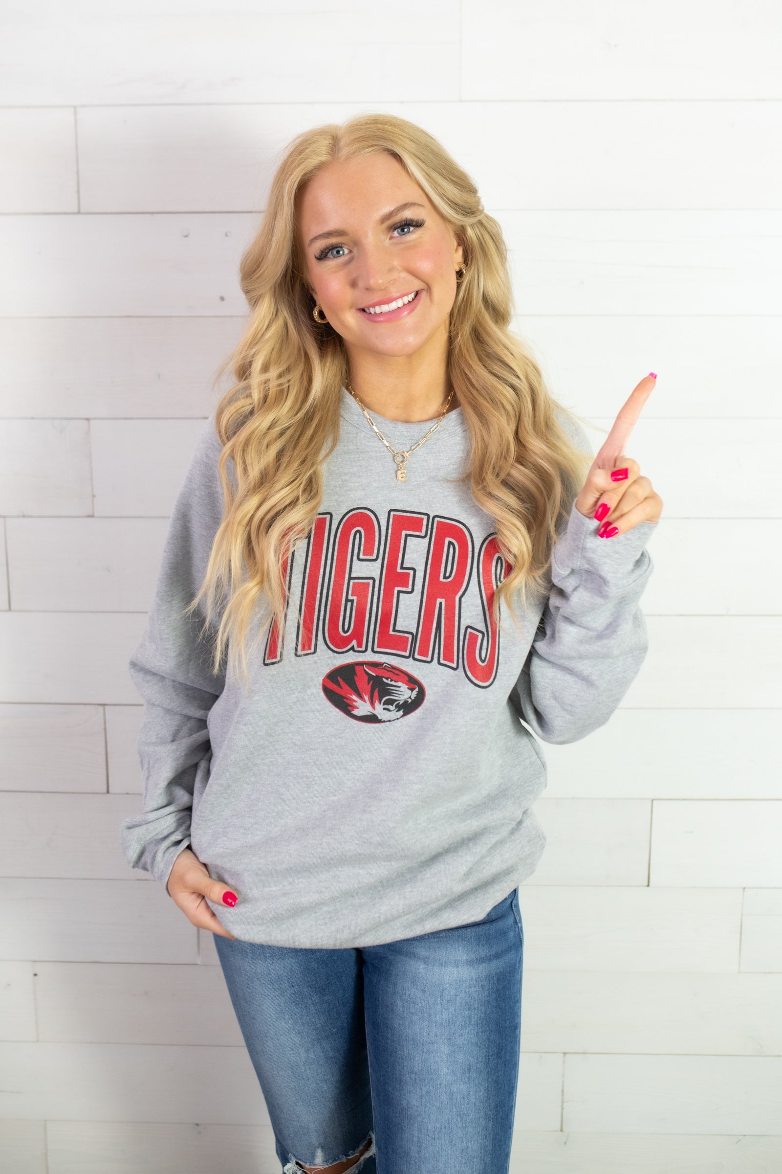 Tigers Sweatshirt-Heather Grey