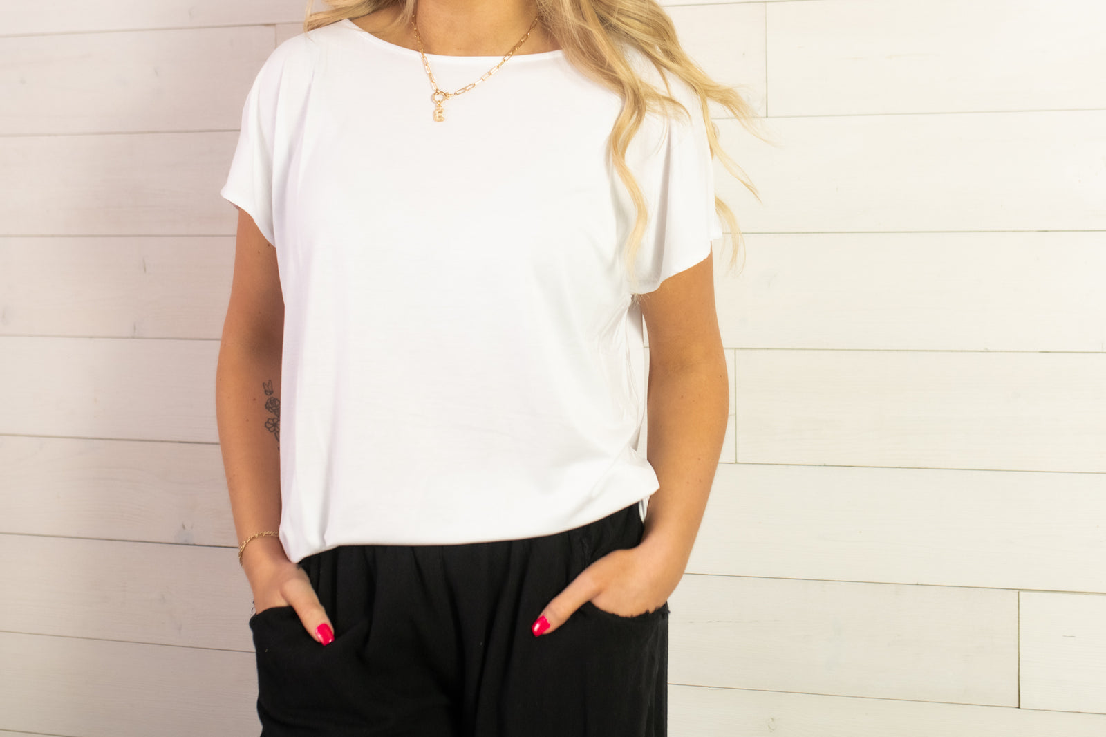 Viscose Modal Basic SS Top-White