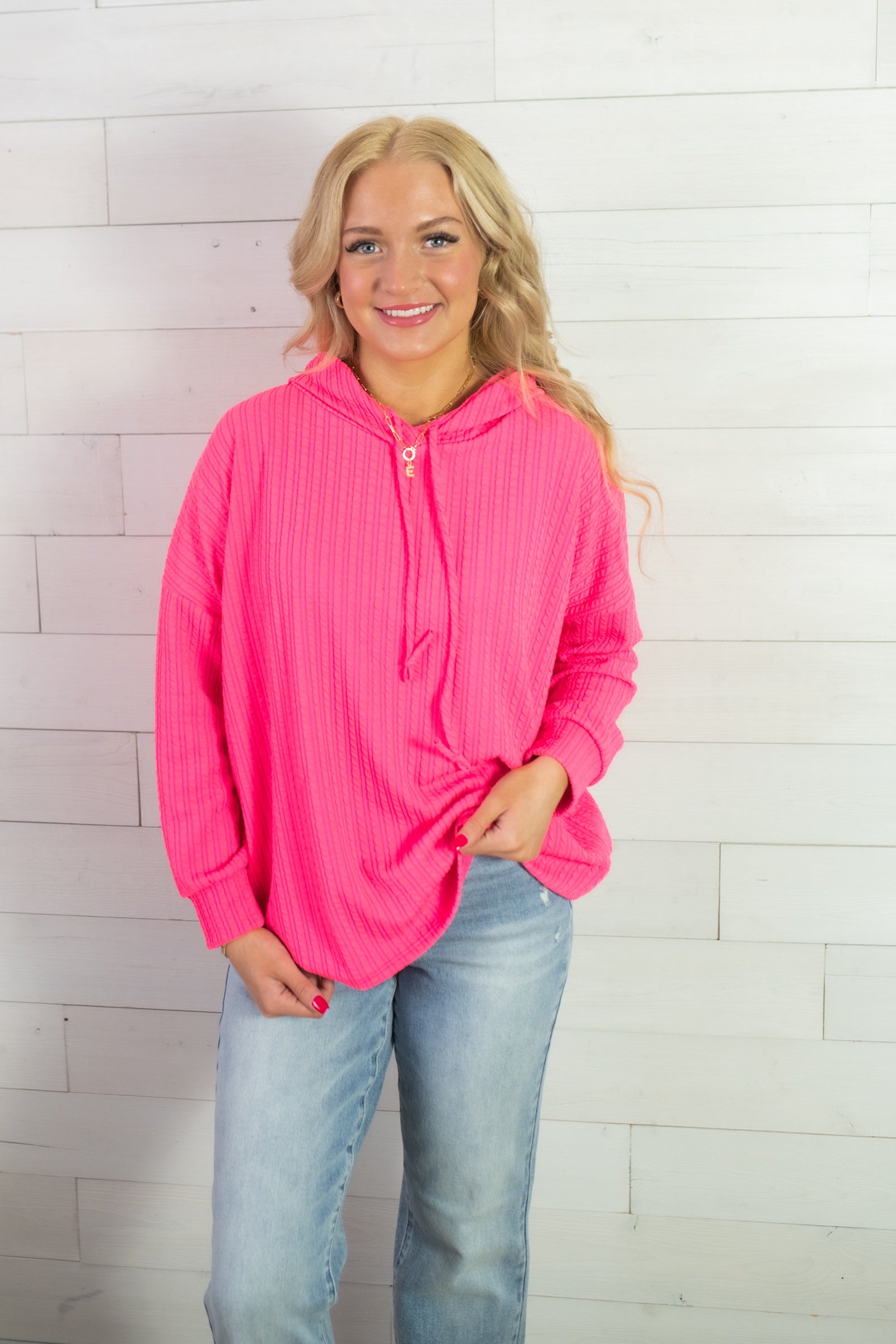 Blumin LS Hoodie-Neon Fuchsia