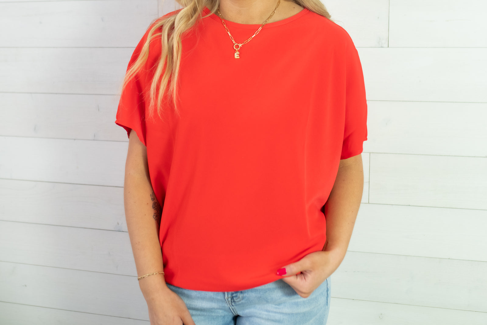 1/2 Sleeve Red Coral Top